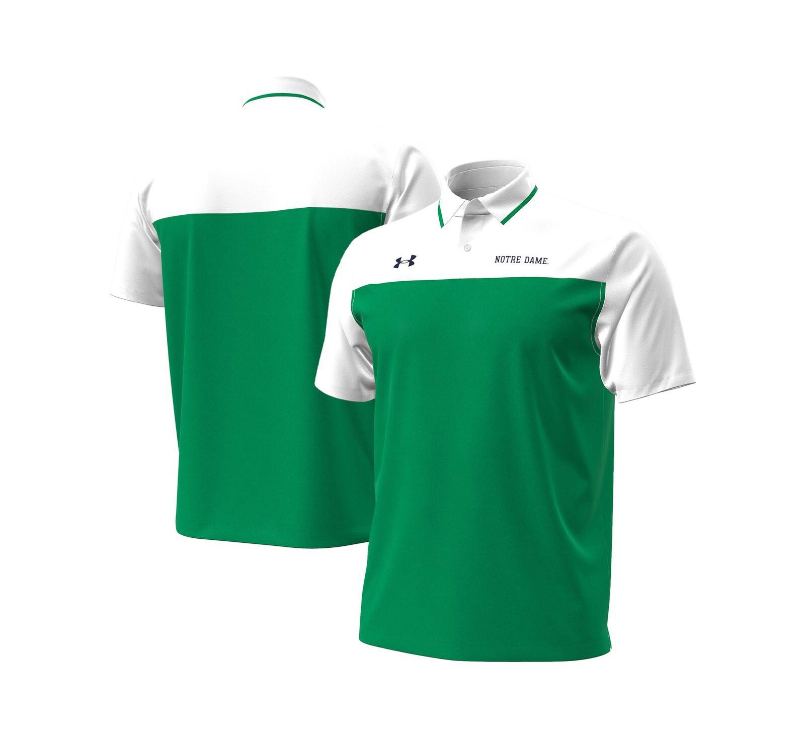 Under Armour Men's Green/White Notre Dame Fighting Irish Green Blocked Polo Shirt