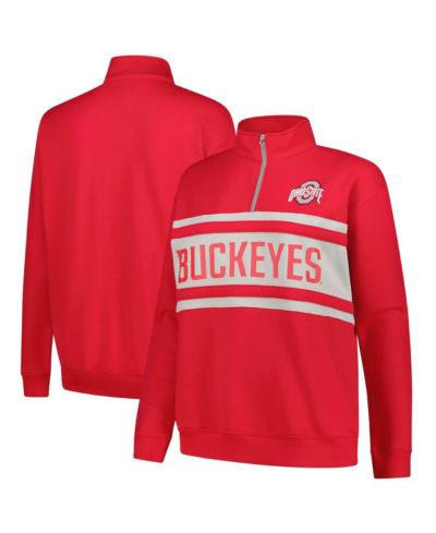 Женская толстовка Fanatics Scarlet/Gray Ohio State Buckeyes Plus Size Quarter-Zip Pullover
