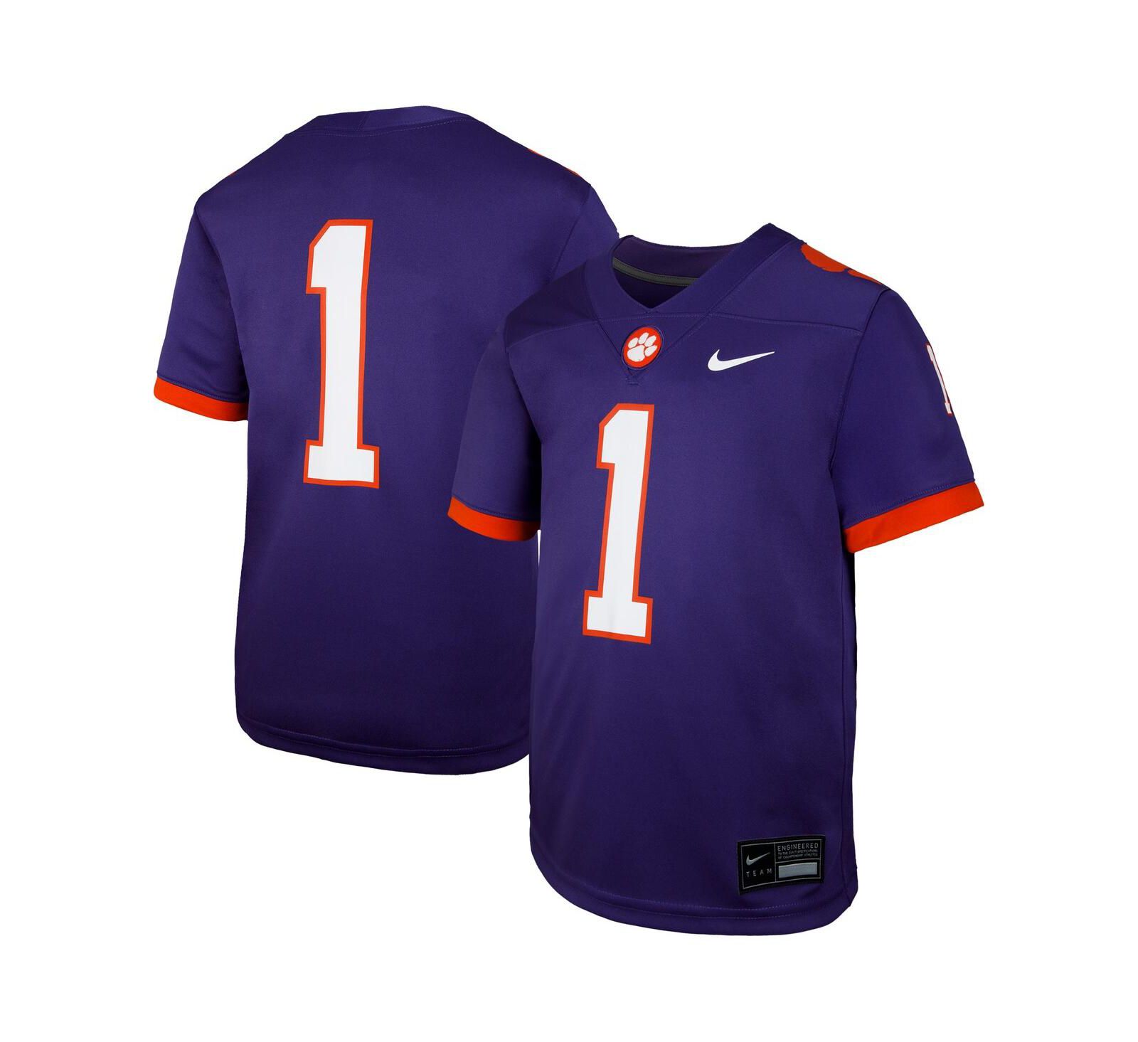 Детская игровая джерси Nike Clemson Tigers Untouchable Replica, фиолетовая, размер 1