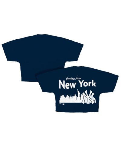 Женский укороченный T-shirt Fanatics New York Yankees Skyline Navy
