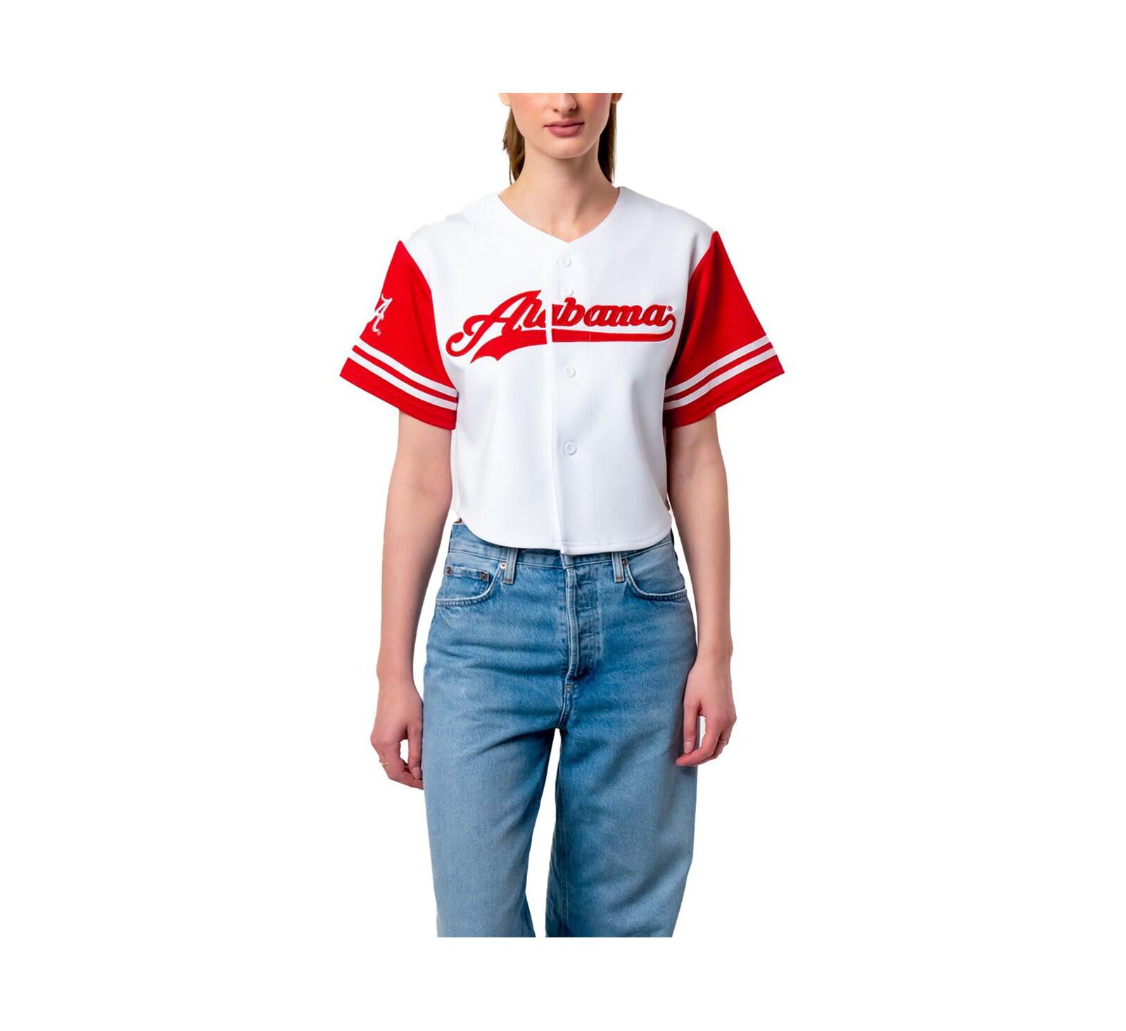 Женская джерси Established & Co. White Alabama Crimson Tide Baseball Cropped T-Shirt