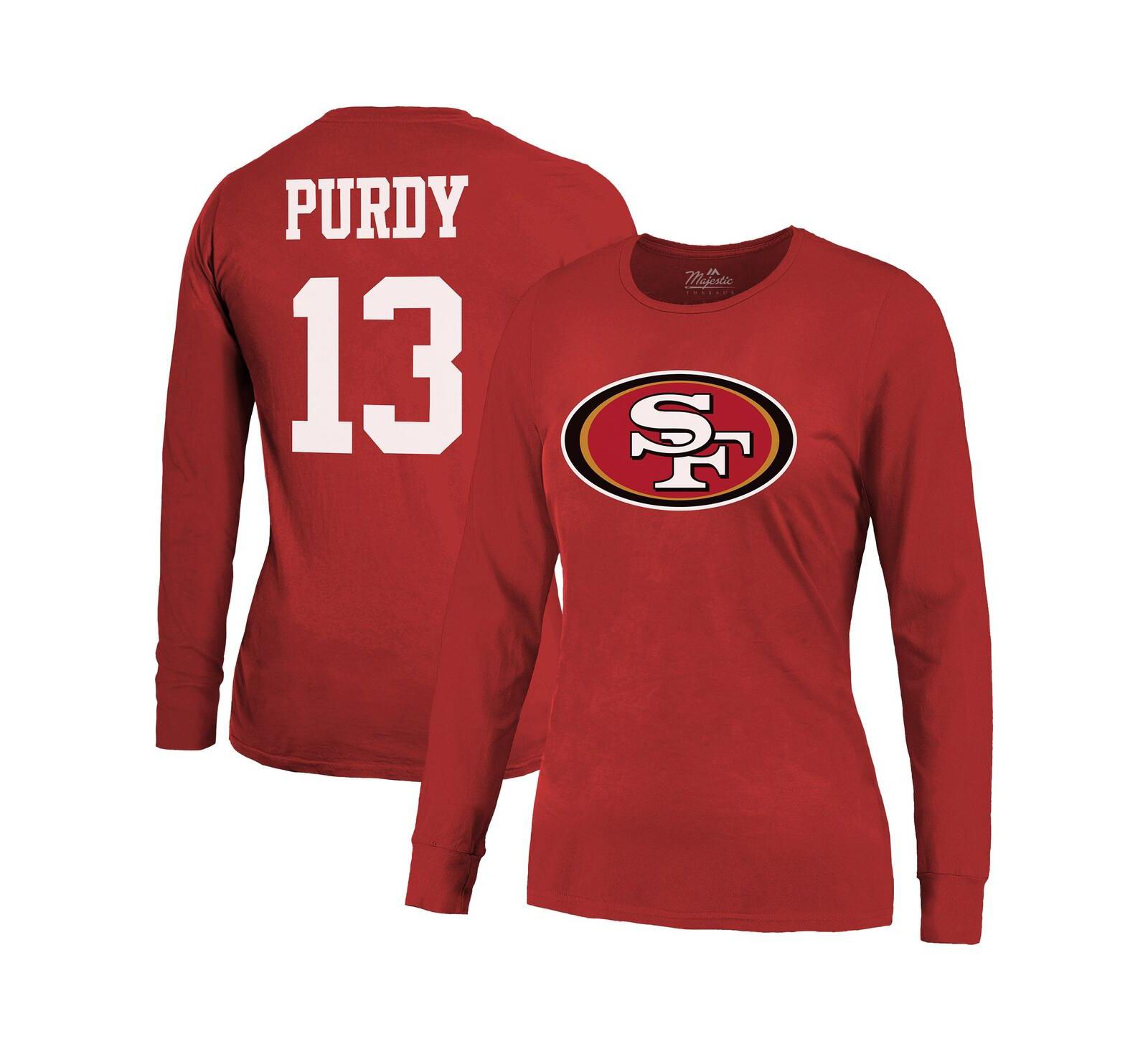 Женская футболка Majestic Brock Purdy Scarlet San Francisco 49ers Long Sleeve