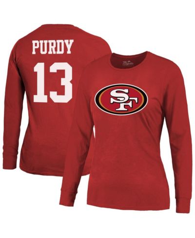 Женская футболка Majestic Brock Purdy Scarlet San Francisco 49ers Long Sleeve