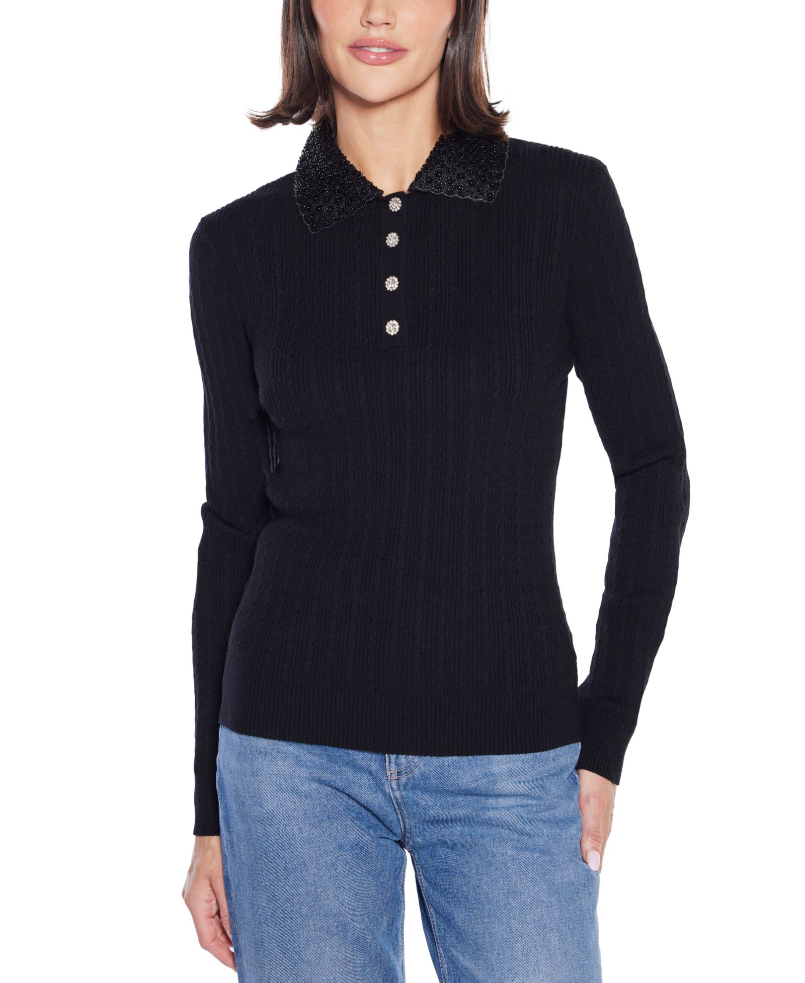 Belldini Женский Black Label Beaded Collar Sweater