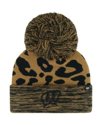 '47 Brand Women's Brown Wisconsin Badgers Rosette Cuffed Pom with Knit Hat