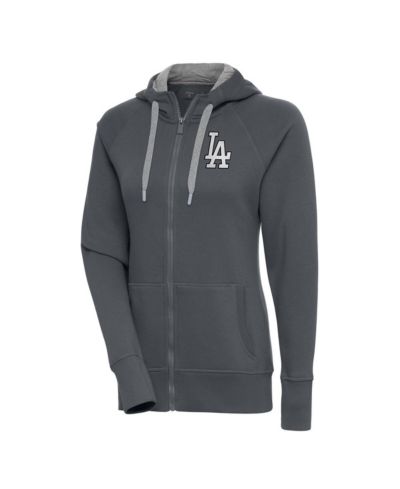 Женское худи Antigua Los Angeles Dodgers Charcoal Brushed Metallic Victory Full-Zip