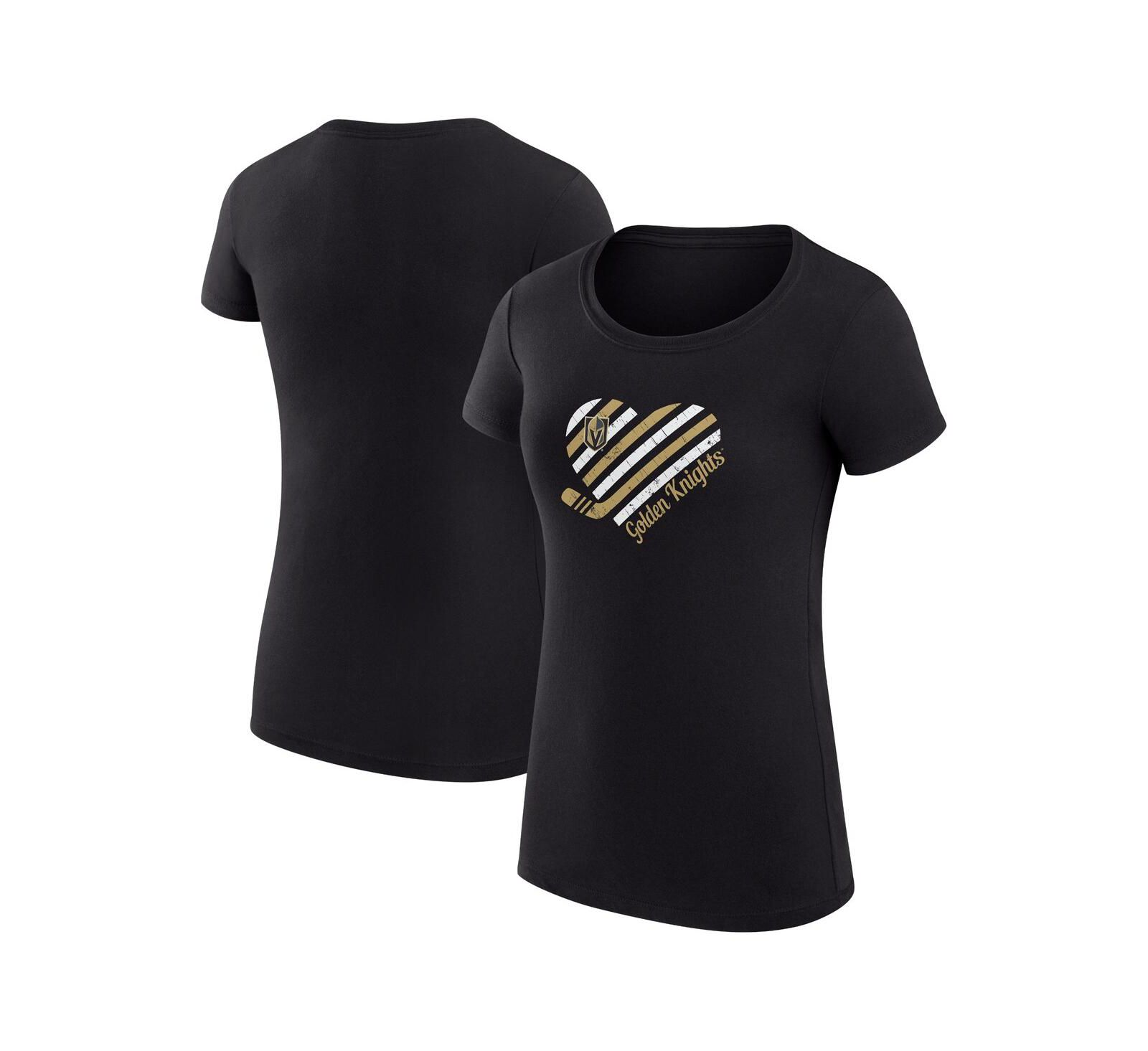 Женская футболка G-III 4Her by Carl Banks Black Vegas Golden Knights Super-Slim Fit Lightweight Heart
