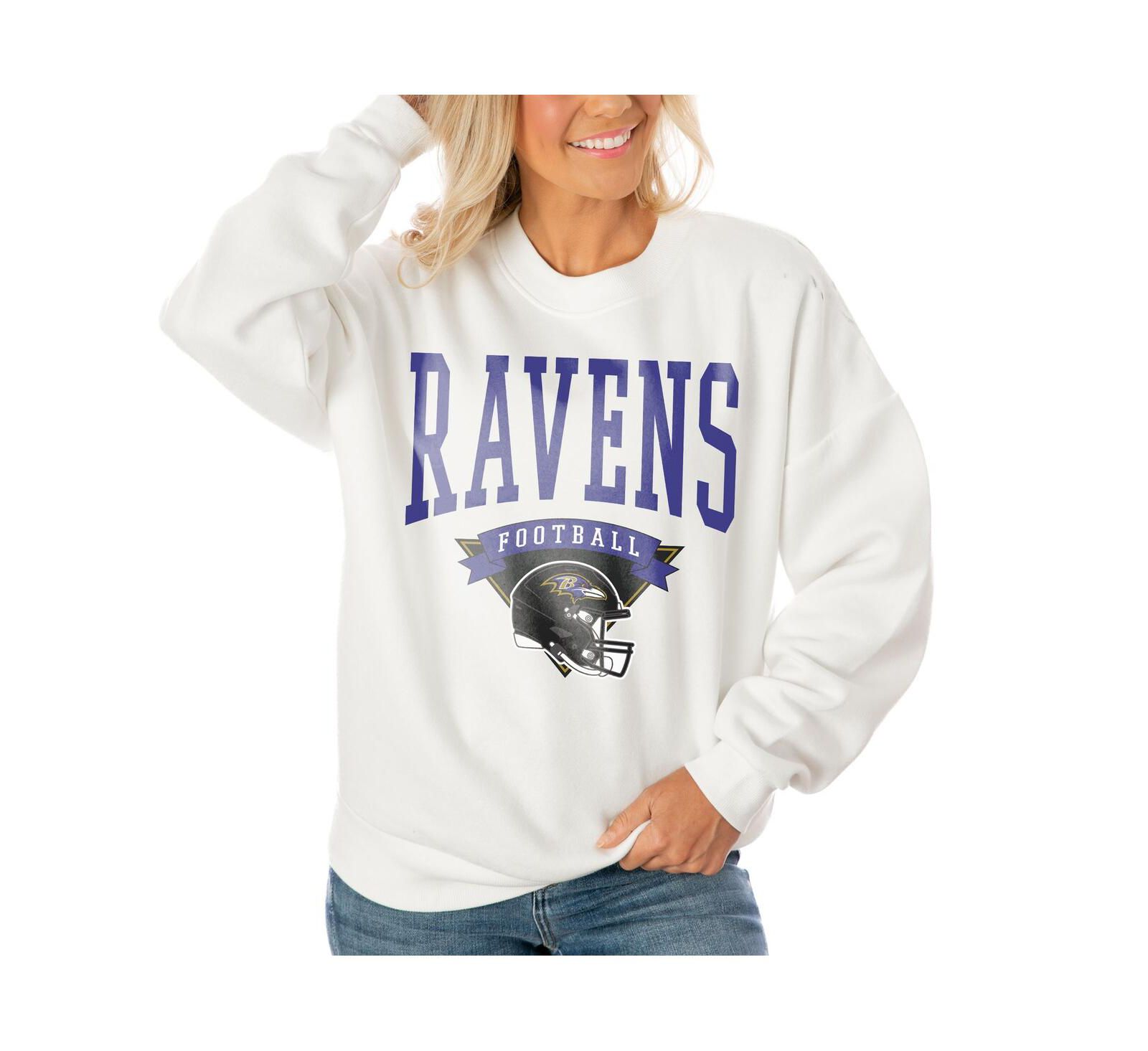 Женская свитшот Gameday Couture White Baltimore Ravens Oversized Yard Line Tri-Blend Pullover