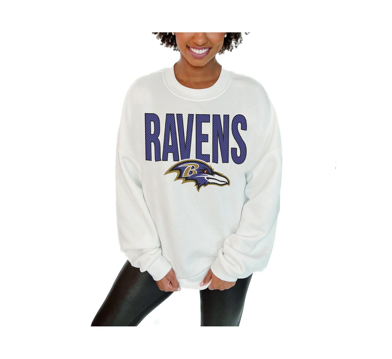 Женская безразмерная толстовка Gameday Couture White Baltimore Ravens Just Go With It с длинным рукавом