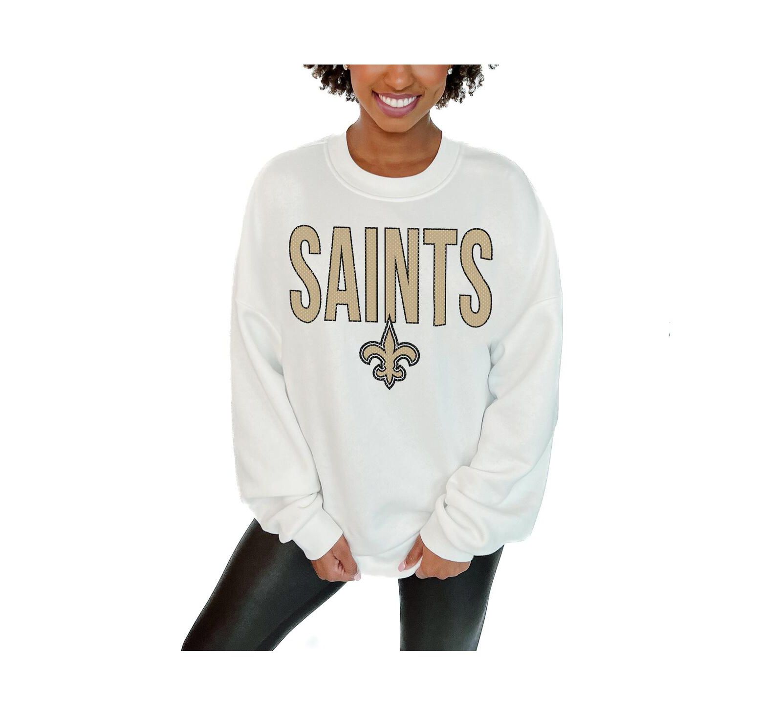 Женское объемное свитшот Gameday Couture New Orleans Saints, белое, с длинным рукавом
