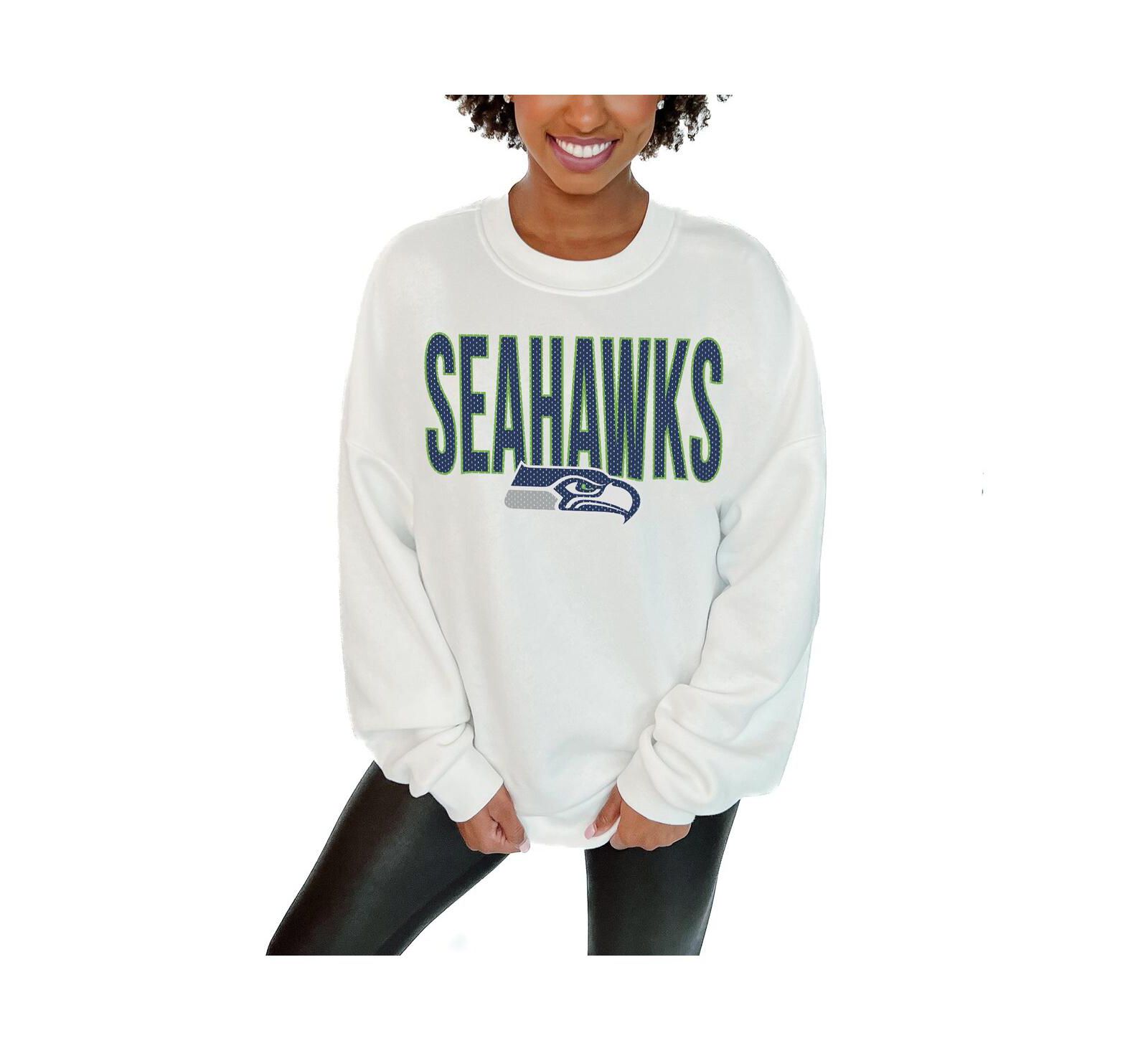 Женское свитшот Gameday Couture White Seattle Seahawks Just Go With It Oversized Long Sleeve Crewneck