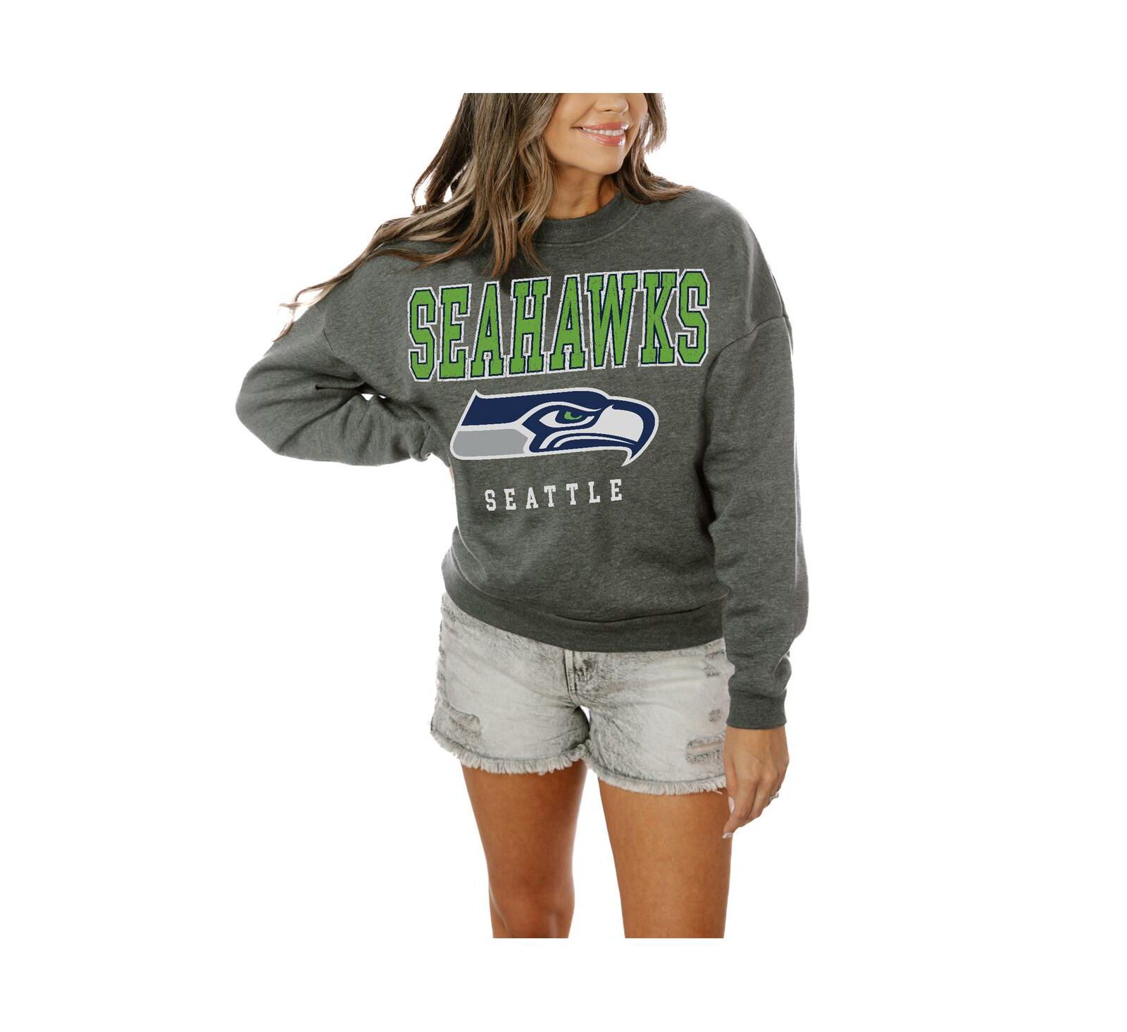 Gameday Couture Women's Charcoal Seattle Seahawks Oversized Bring The Energy Pullover Sweatshirt