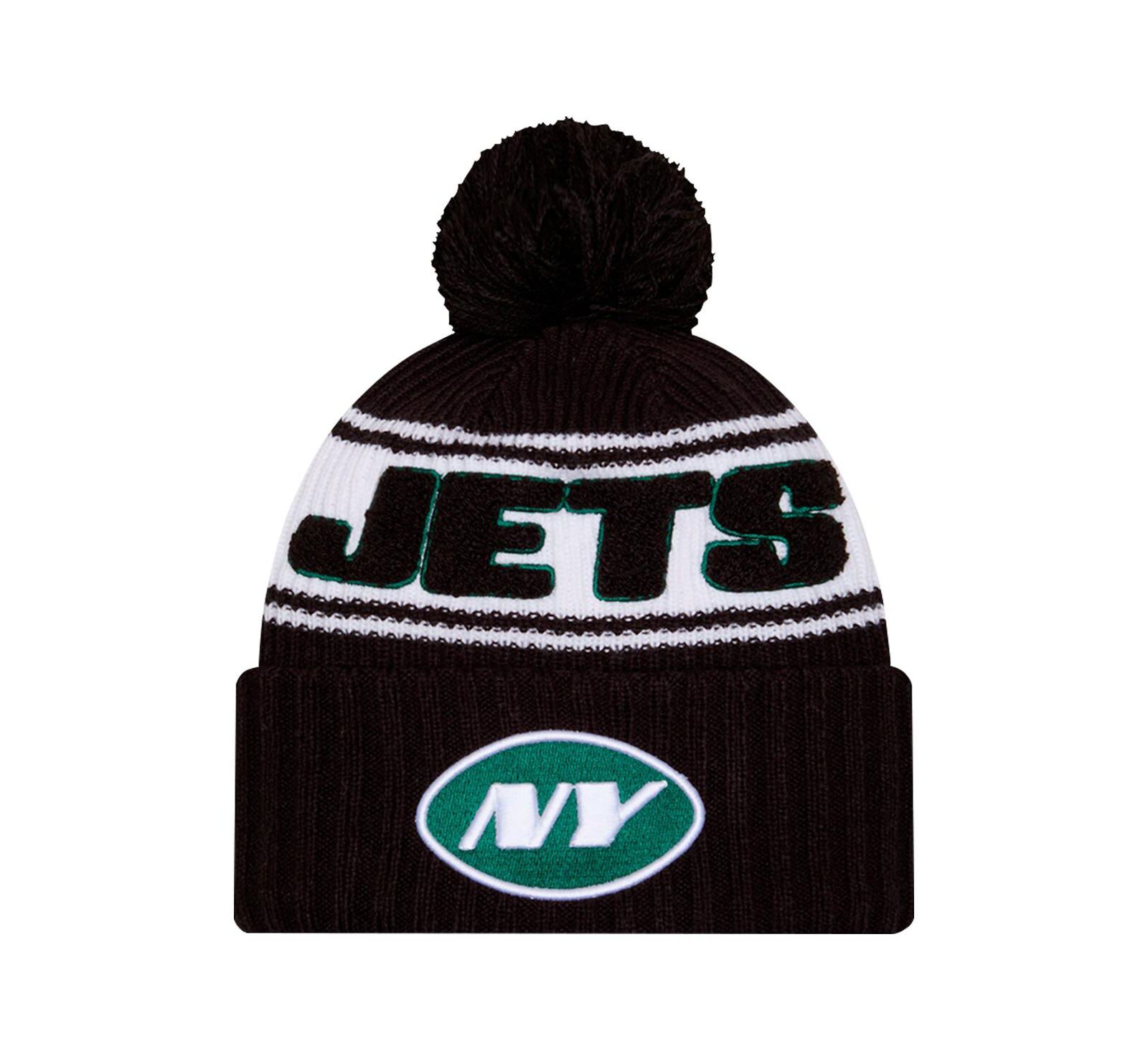 New Era Big Boys and Girls Black New York Jets 2024/25 Sideline Cuffed Knit with Pom Hat