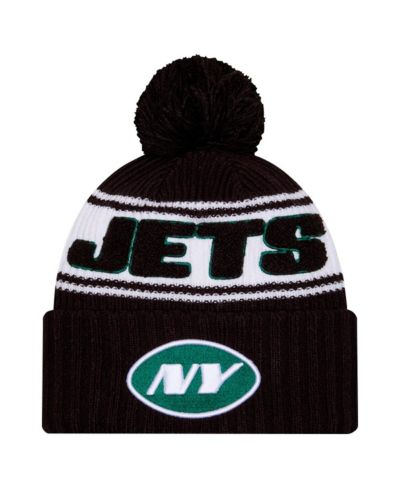 New Era Big Boys and Girls Black New York Jets 2024/25 Sideline Cuffed Knit with Pom Hat