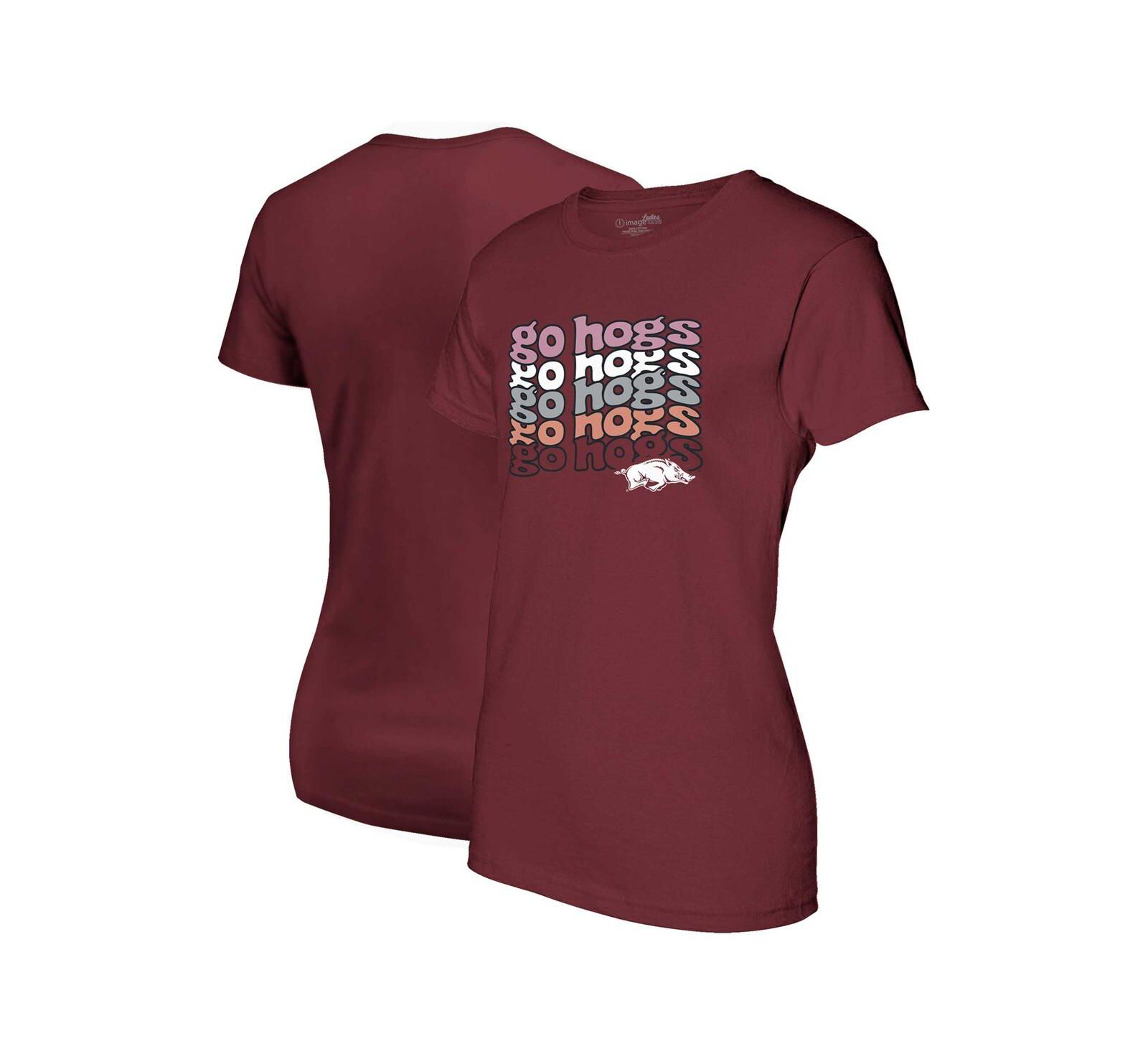 Image One Women's Cardinal Arkansas Razorbacks Repeat Slogan Boyfriend T-Shirt