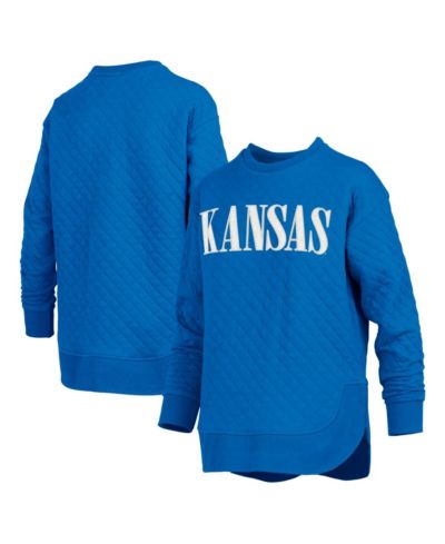 Женская толстовка Pressbox Royal Kansas Jayhawks Quilted Long Sleeve Pullover