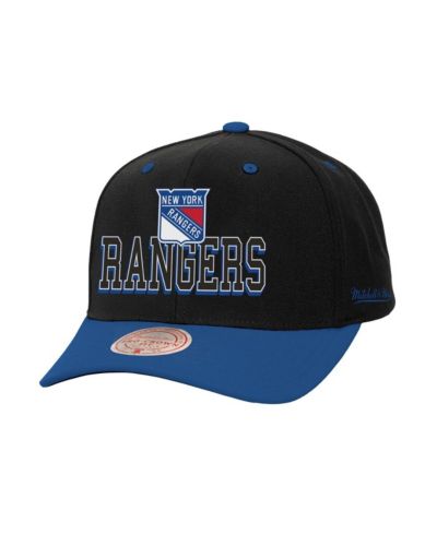 Mitchell & Ness Men's Black/Blue New York Rangers Backside Script 2-Tone Pro Crown Adjustable Hat