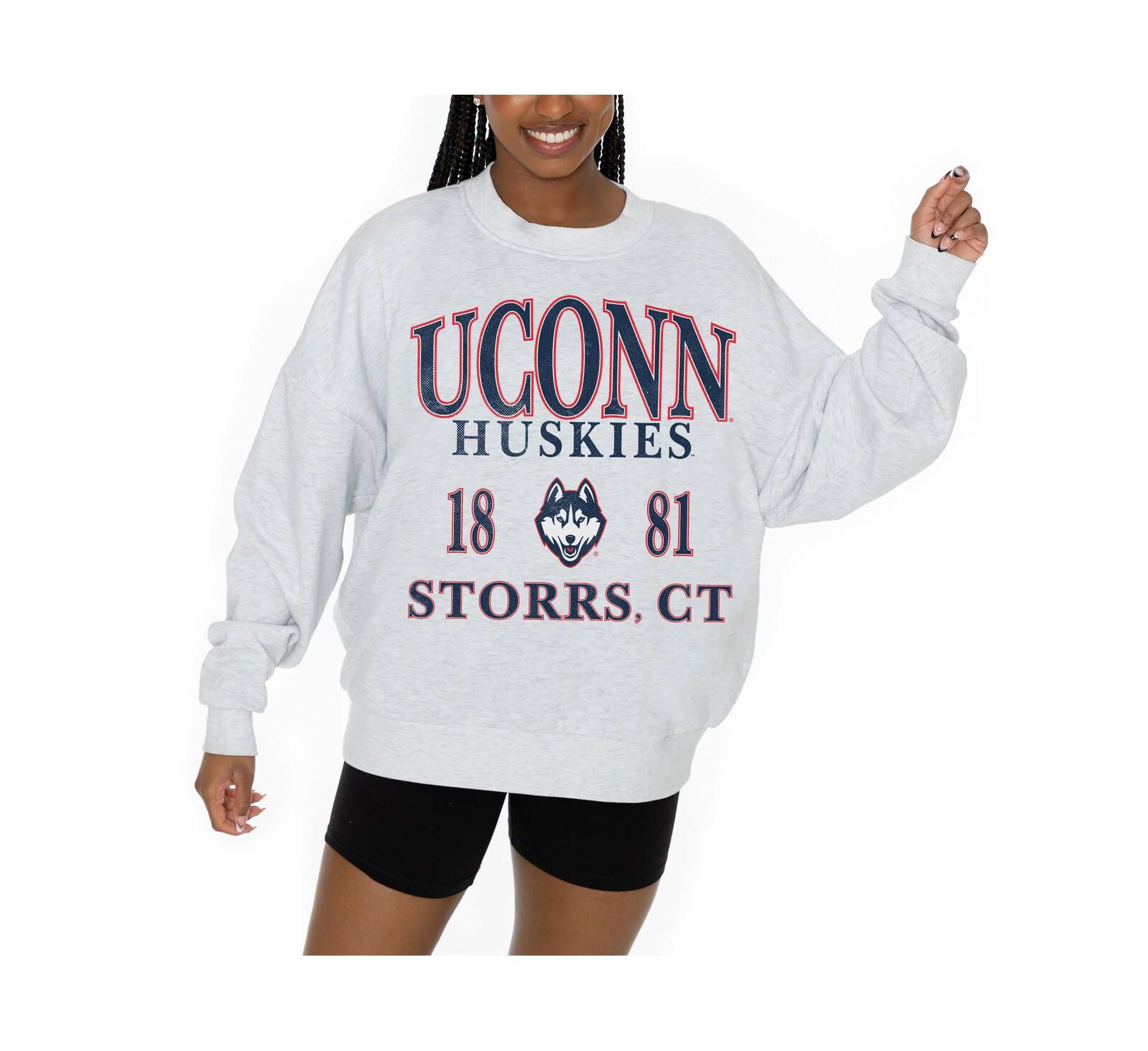 Gameday Couture Women's Ash UConn Huskies Premium Fleece Pullover Sweatshirt