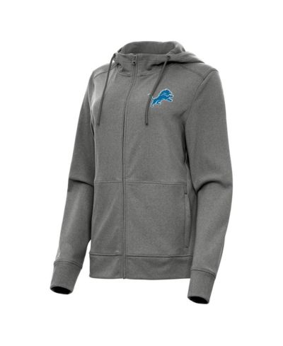Женская толстовка с капюшоном на молнии Antigua Heather Charcoal Detroit Lions Seeker