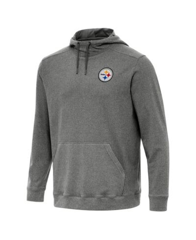 Мужское худи Antigua Heather Black Pittsburgh Steelers Cloud Pullover