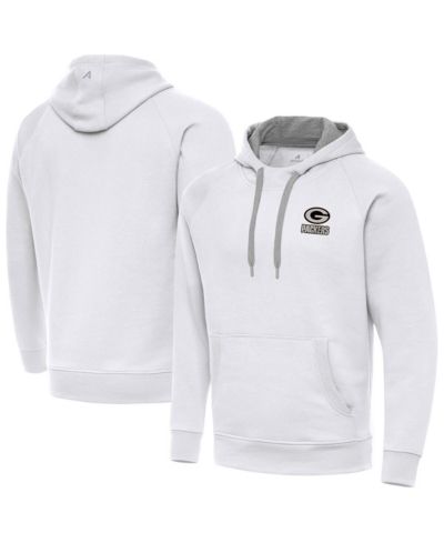 Мужское худи Antigua White Green Bay Packers Brushed Carbon Victory Pullover