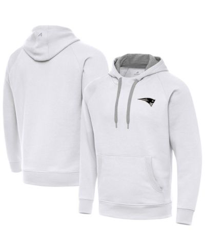 Мужское худи Antigua White New England Patriots Brushed Carbon Victory Pullover