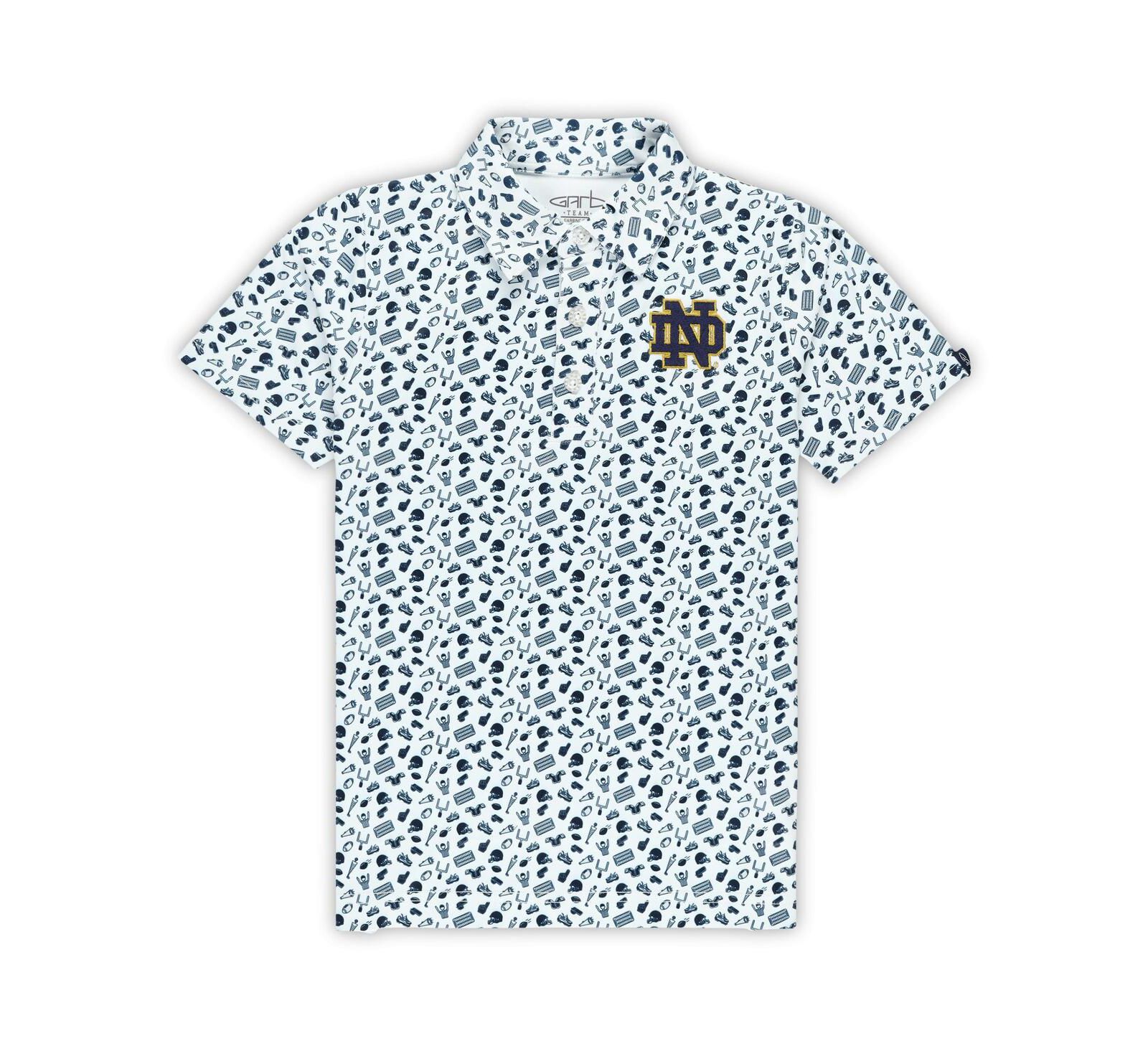 Детская рубашка-поло Garb Notre Dame Fighting Irish Tom Allover Print White/Navy