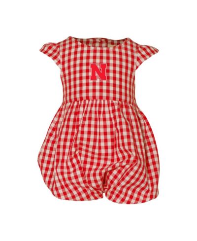 Боди Garb Baby Girls Scarlet Nebraska Huskers Cara Gingham Ruffled