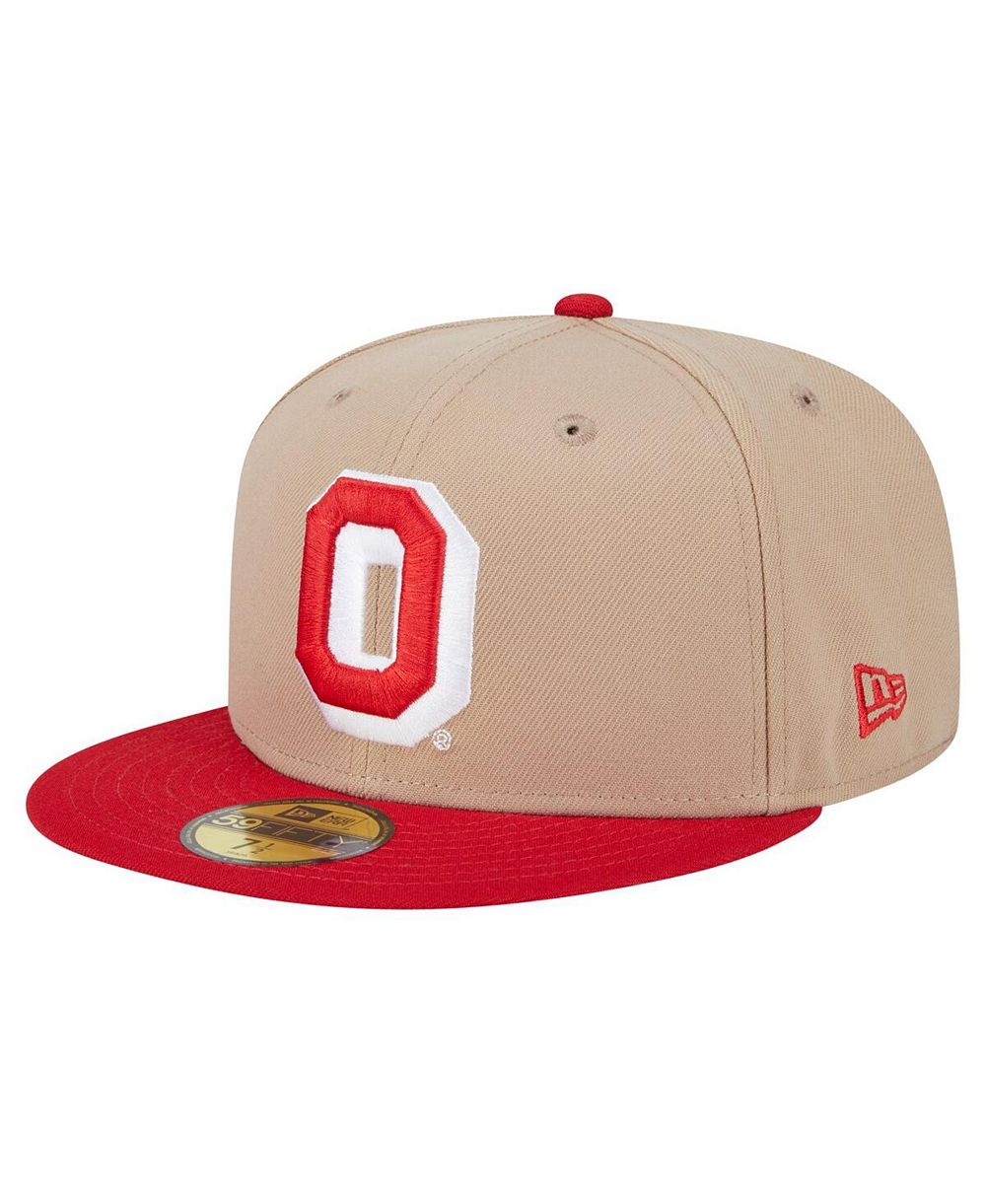 Мужская приталенная бейсболка New Era 59FIFTY в ретро-стиле с логотипом Ohio State Buckeyes, хаки, двухцветная