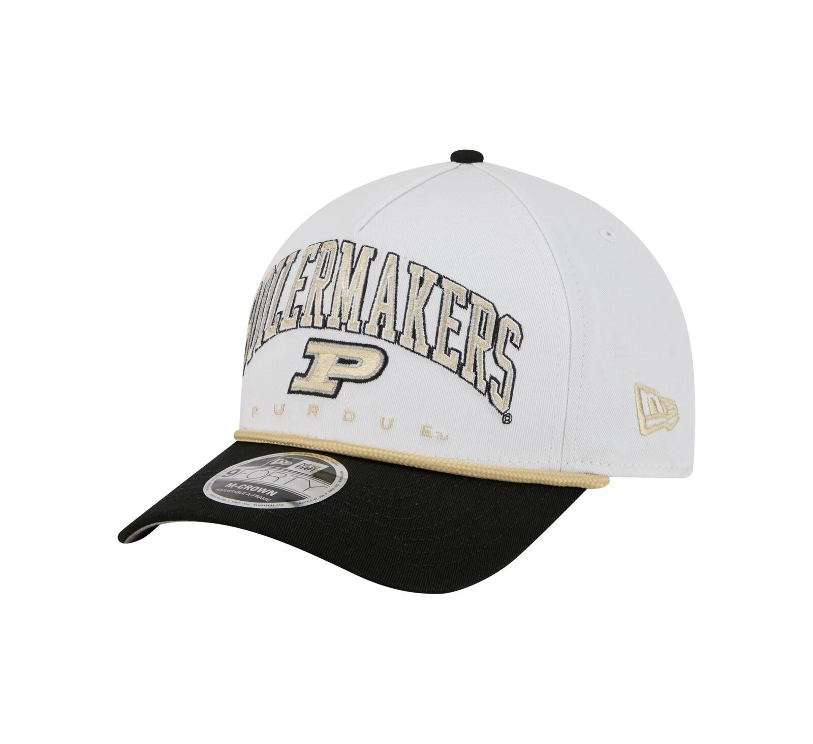 Мужская кепка New Era Purdue Boilermakers Arch Two-Tone Rope 9FORTY A-Frame M-Crown Adjustable Hat White/Black