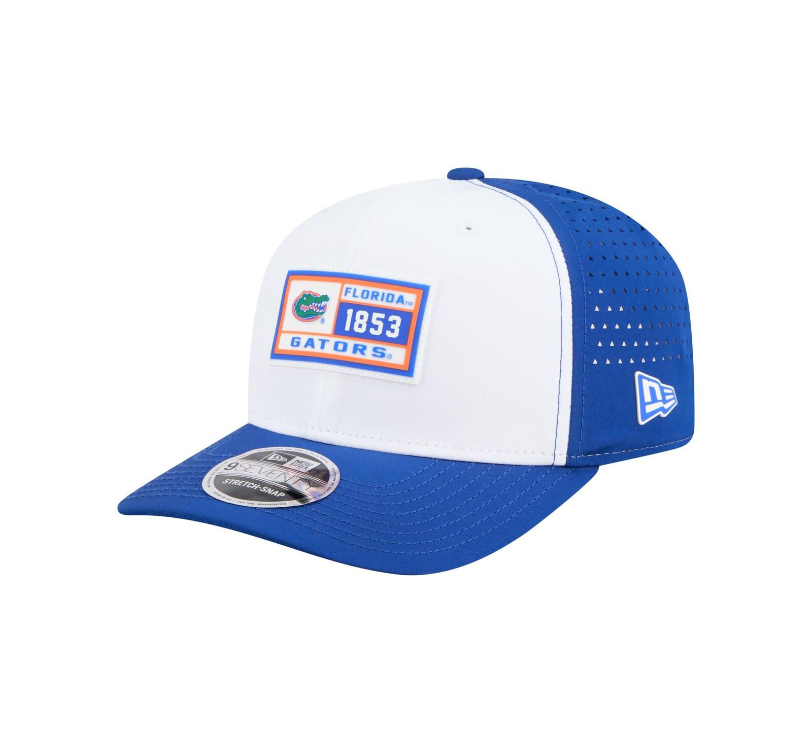 New Era Men's White/Royal Florida Gators Perforated Patched 9SEVENTY Adjustable Hat