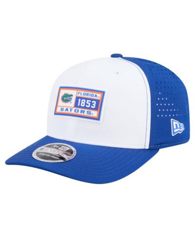 New Era Men's White/Royal Florida Gators Perforated Patched 9SEVENTY Adjustable Hat