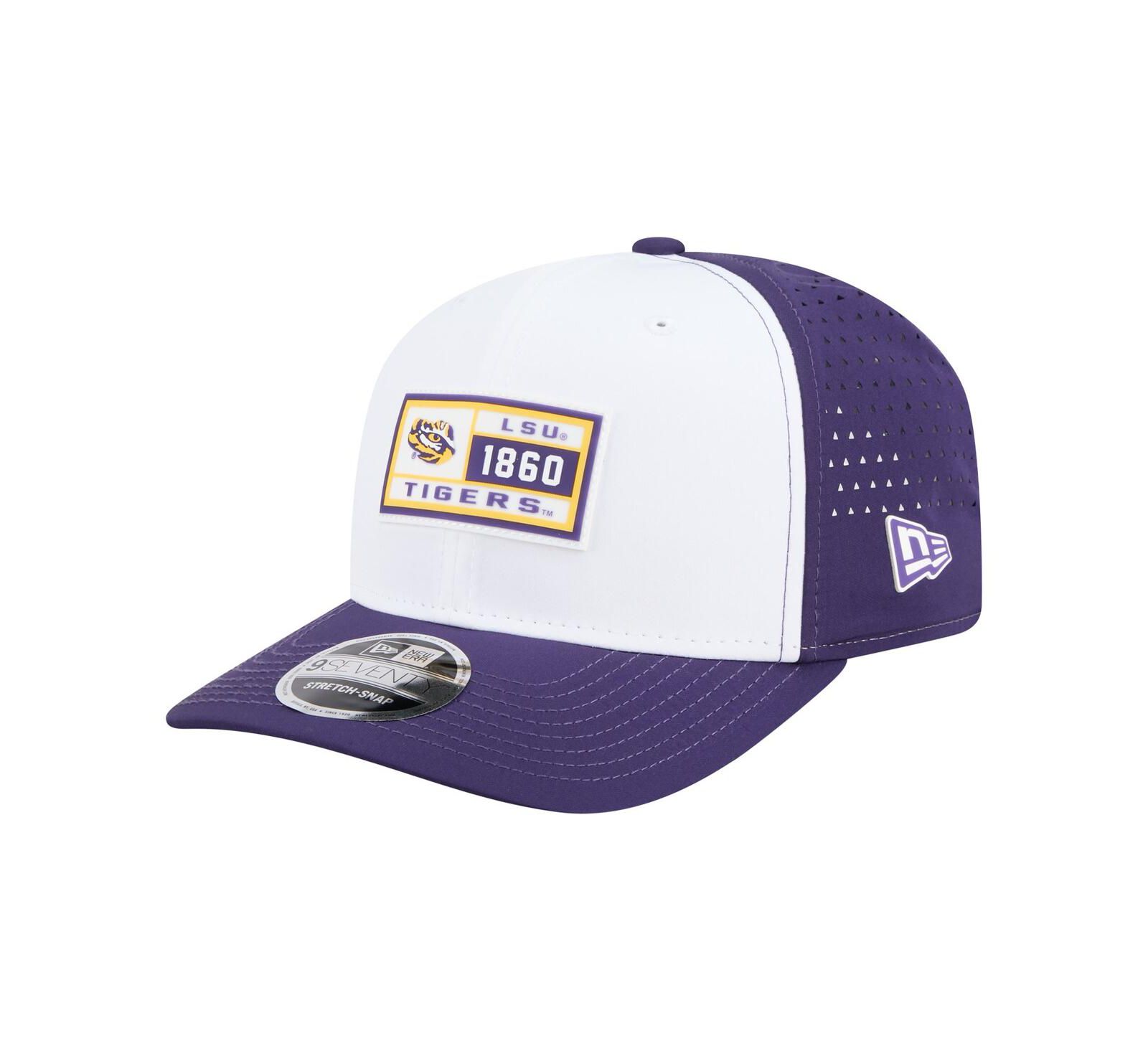 New Era Men's White/Purple LSU Tigers Perforated Patched 9SEVENTY Adjustable Hat