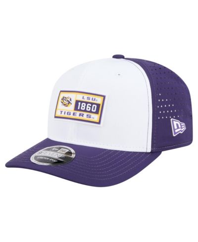 New Era Men's White/Purple LSU Tigers Perforated Patched 9SEVENTY Adjustable Hat