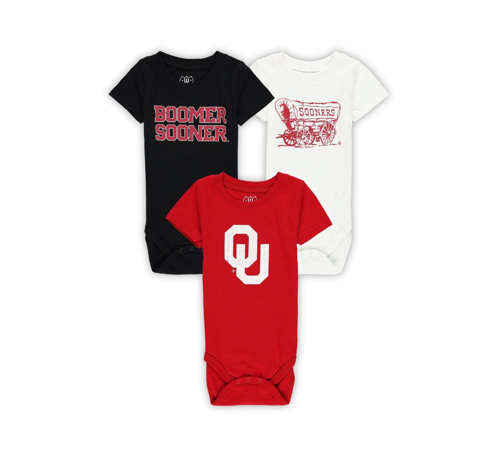 Wes & Willy Baby Boys and Girls Oklahoma Sooners 3-Pack Bodysuit Set