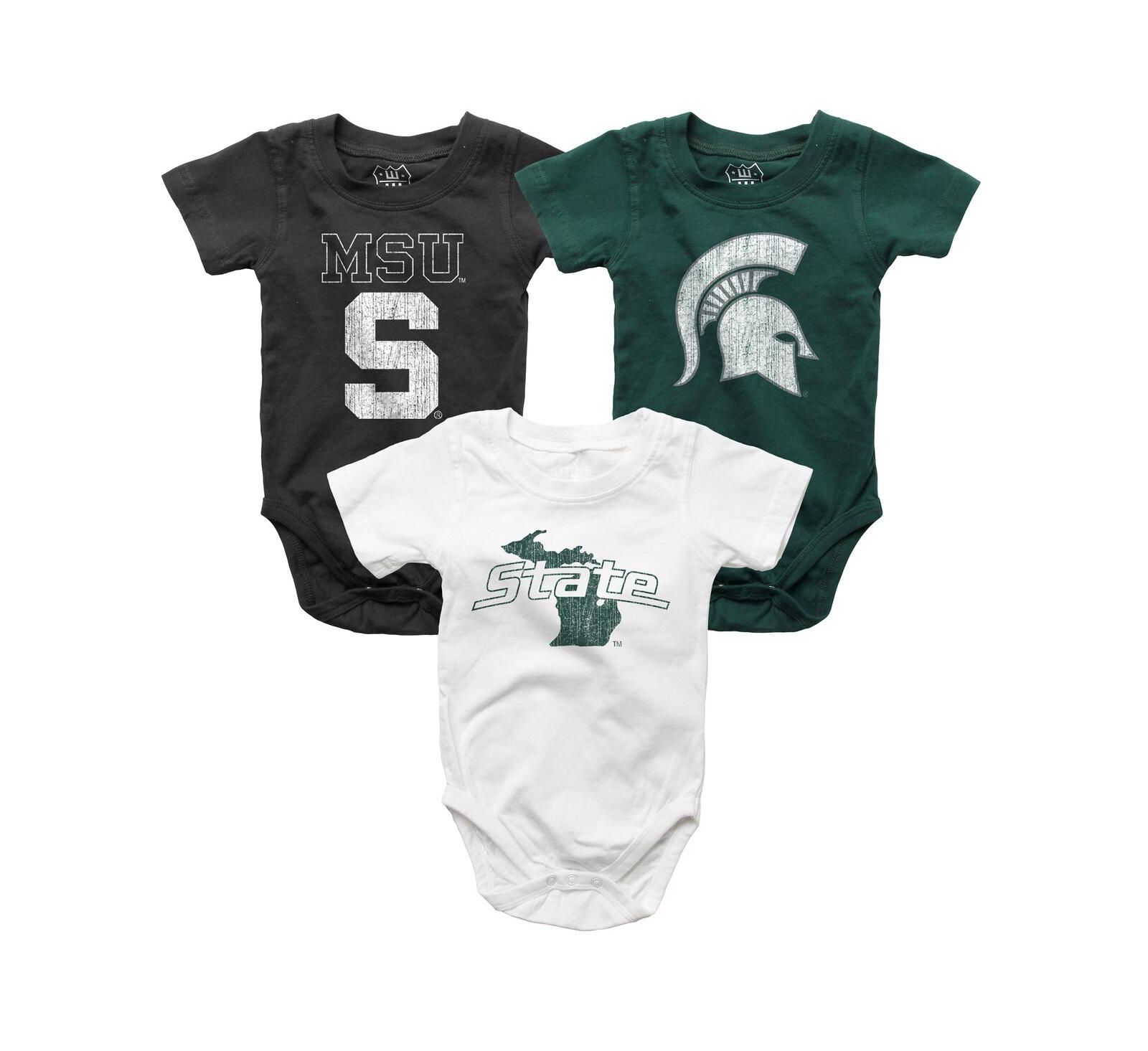 Wes & Willy Детский набор боди 3 шт. Michigan State Spartans