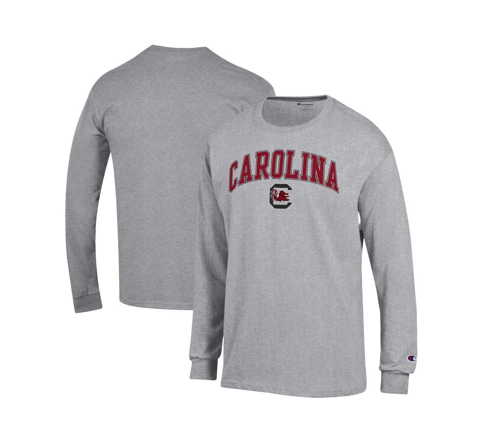 Мужская футболка Champion Heather Gray South Carolina Gamecocks Arch Over Logo Long Sleeve