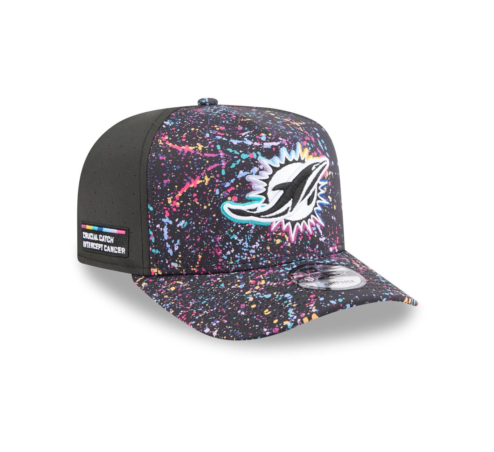 Мужская кепка New Era Black Miami Dolphins 2025 NFL Crucial Catch A-Frame 9FIFTY Snapback