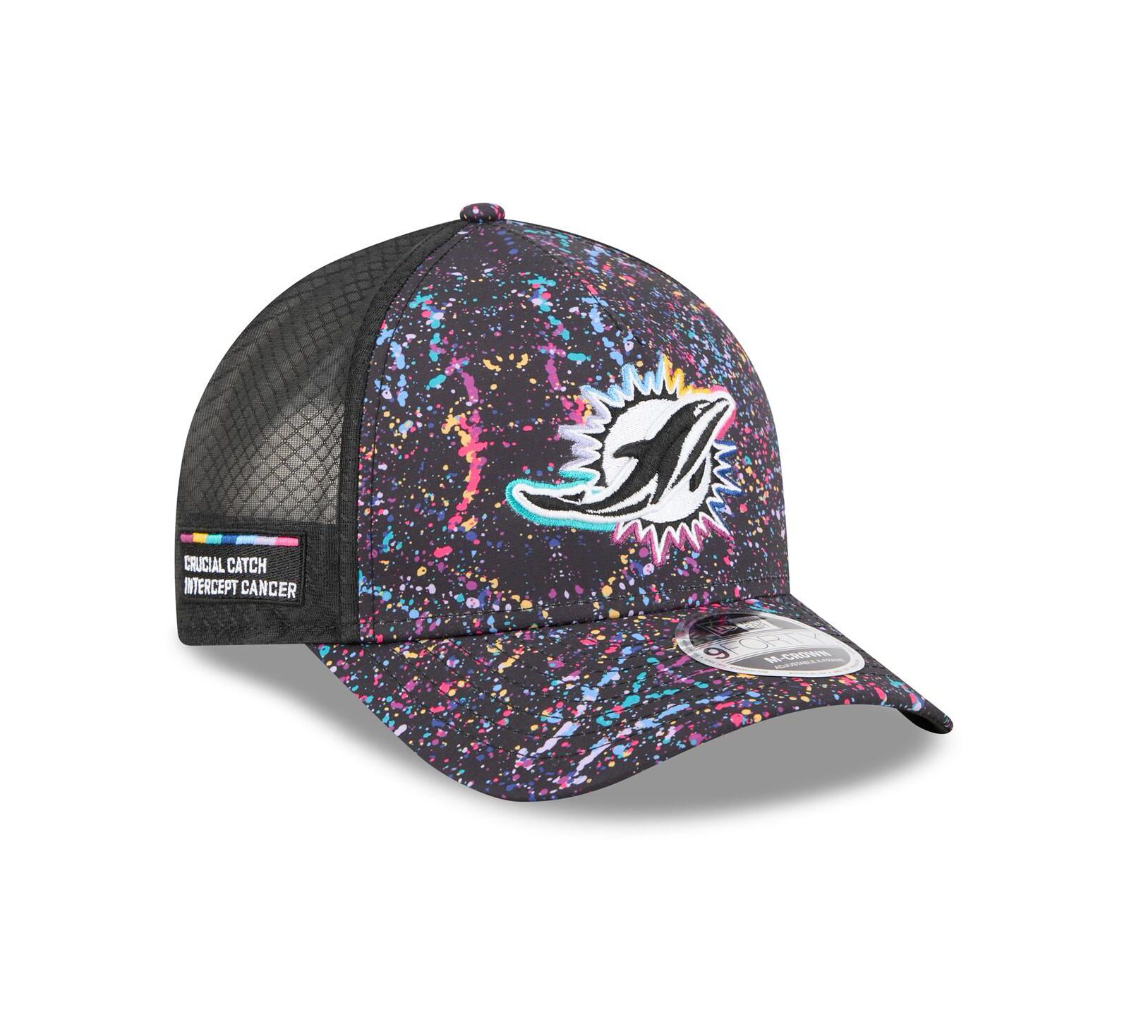 New Era Men's Black Miami Dolphins 2025 NFL Crucial Catch 9FORTY Adjustable Hat
