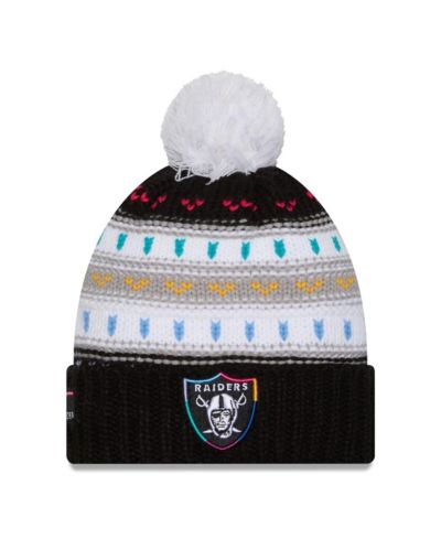 New Era Women's Black Las Vegas Raiders 2025 NFL Crucial Catch Cuffed Knit with Pom Hat