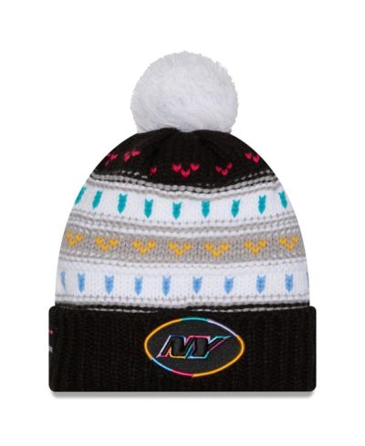 New Era Women's Black New York Jets 2025 NFL Crucial Catch Cuffed Knit with Pom Hat