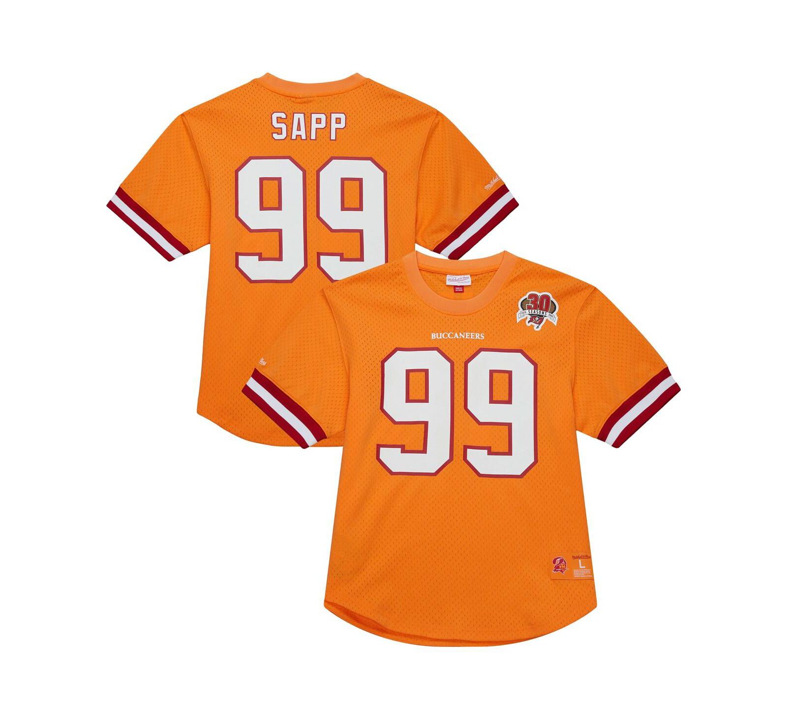 Мужская футболка Mitchell & Ness Warren Sapp Orange Tampa Bay Buccaneers