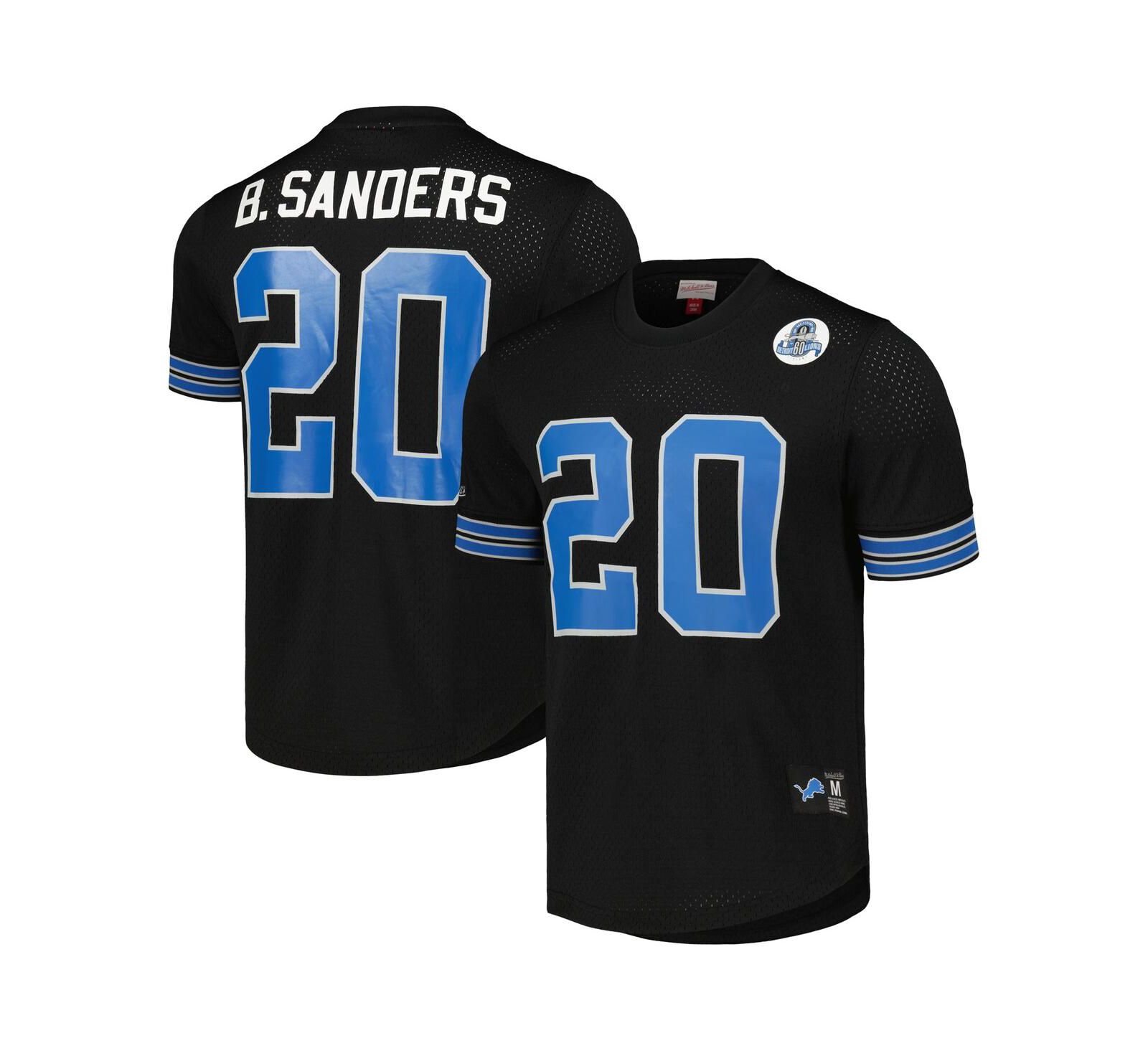 Мужская сетчатая футболка Mitchell & Ness Barry Sanders Black Detroit Lions Big & Tall с именем и номером игрока