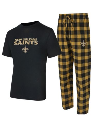 Мужской комплект Concepts Sport из 2 предметов: футболка и фланелевые брюки New Orleans Saints Avondale, Black/Gold