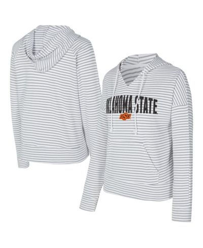 Concepts Sport Мужское худи Oklahoma State Cowboys French Terry Striped V-Neck белого/серого цвета