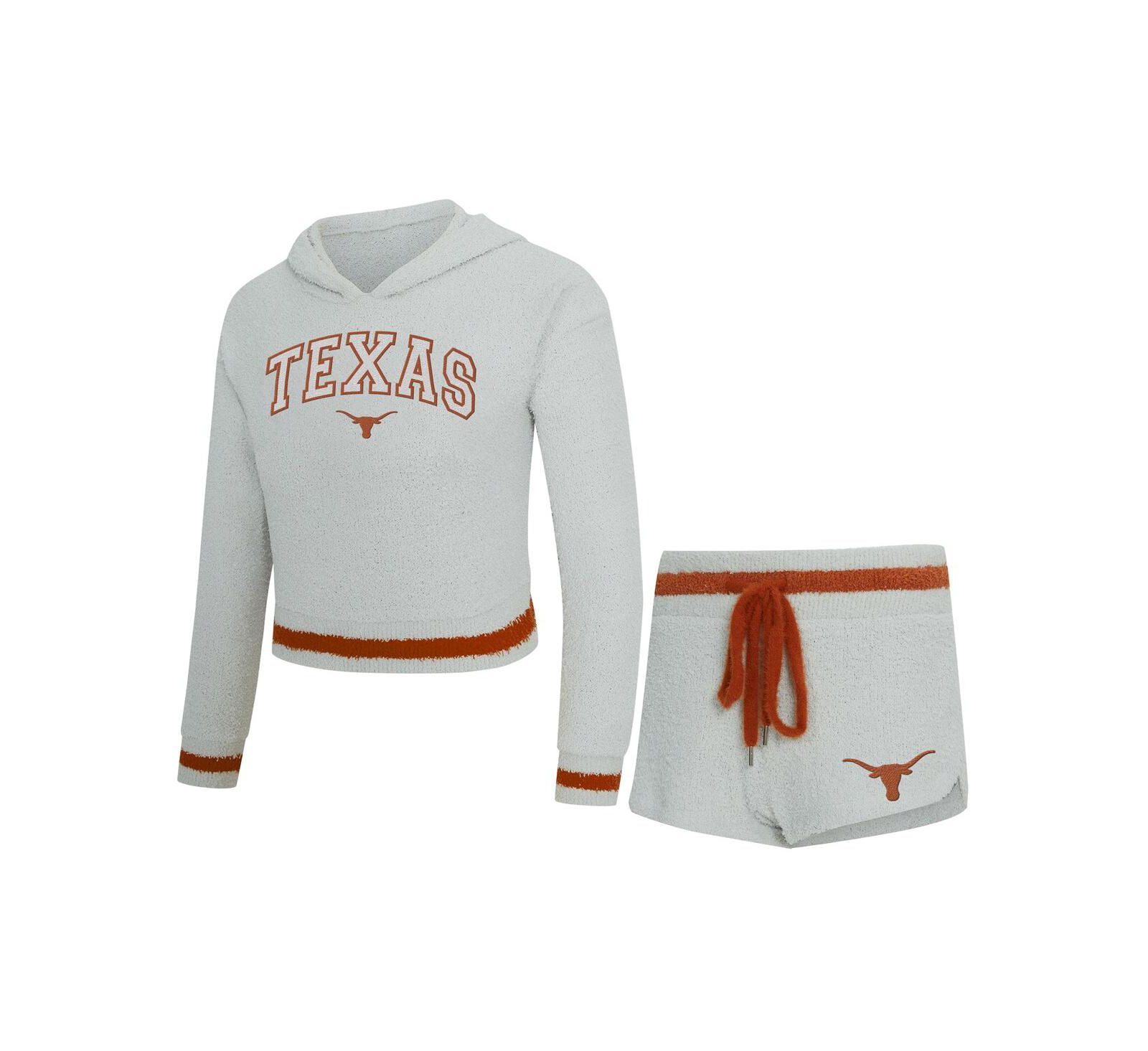Concepts Sport Women's 2-Piece Gray/Orange Texas Longhorns Whitley Long Sleeve Hoodie Top and Shorts Set