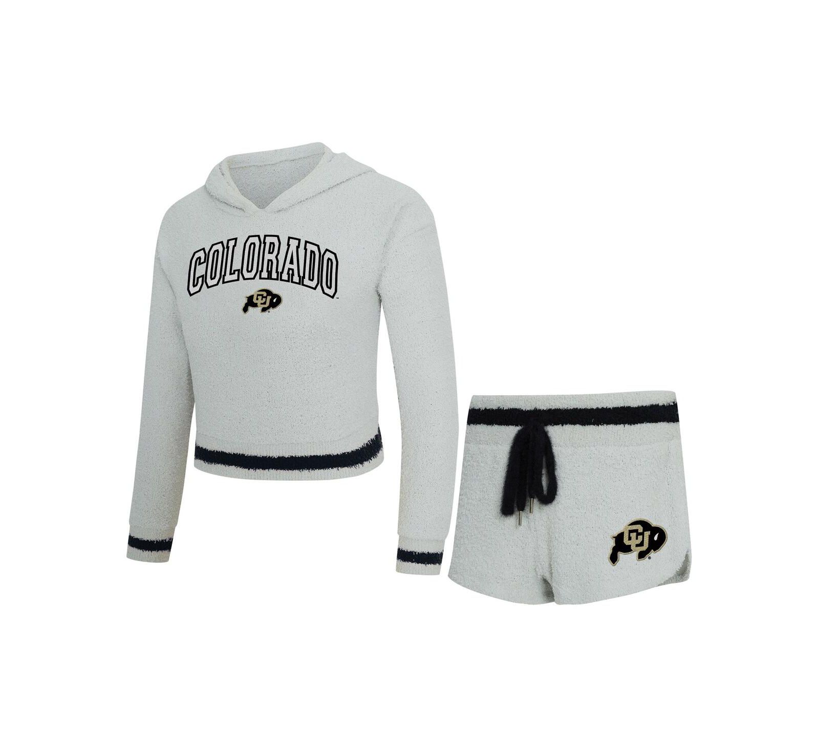 Concepts Sport Женский комплект из 2 предметов: худи с длинным рукавом и шорты Colorado Buffaloes Whitley, серый/черный