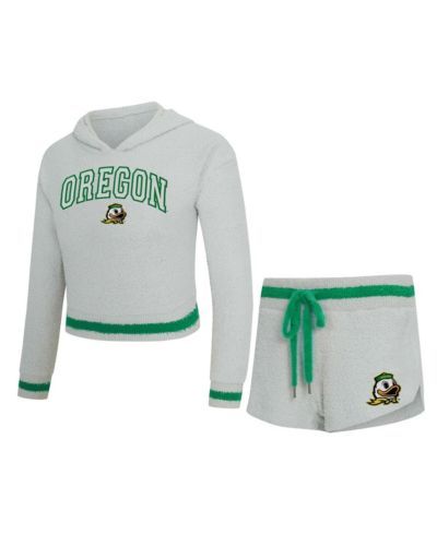 Женский комплект Concepts Sport Oregon Ducks Whitley Long Sleeve Hoodie и шорты, 2-Piece Gray/Green