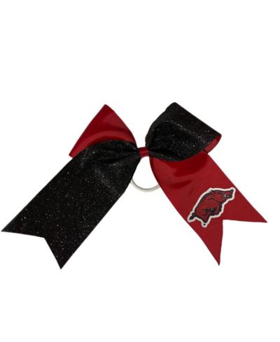 Большой блестящий бант USA Licensed Bows Arkansas Razorbacks с держателем для хвоста