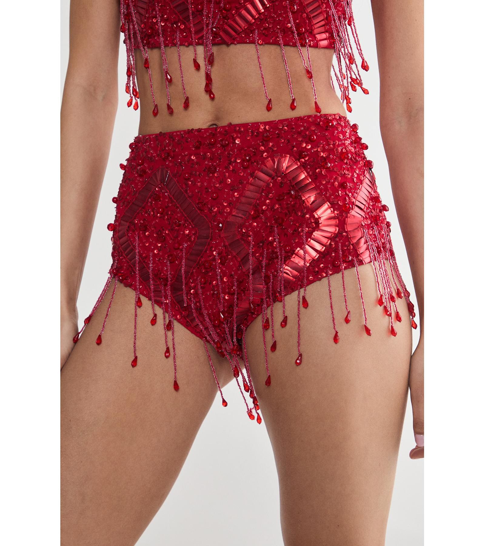 Женские мини-шорты Nasty Gal Embellished Tassel Beaded Booty